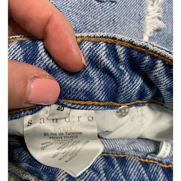 Sandro Paris Re-Ripped Super Distressed High Rise Denim Shorts-sz 28 - Picture 7 of 7